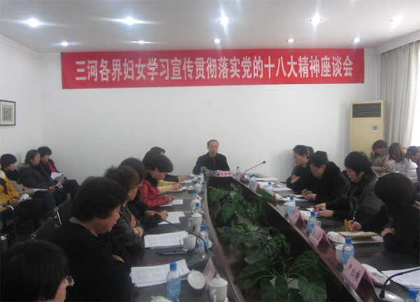 三河市召开各界妇女学习宣传贯彻十八大精神座谈会