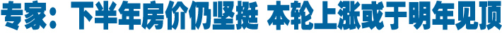 专家：下半年房价仍坚挺 本轮上涨或于明年见顶