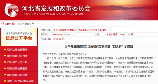 河北开展用煤项目煤炭替代落实情况回头看